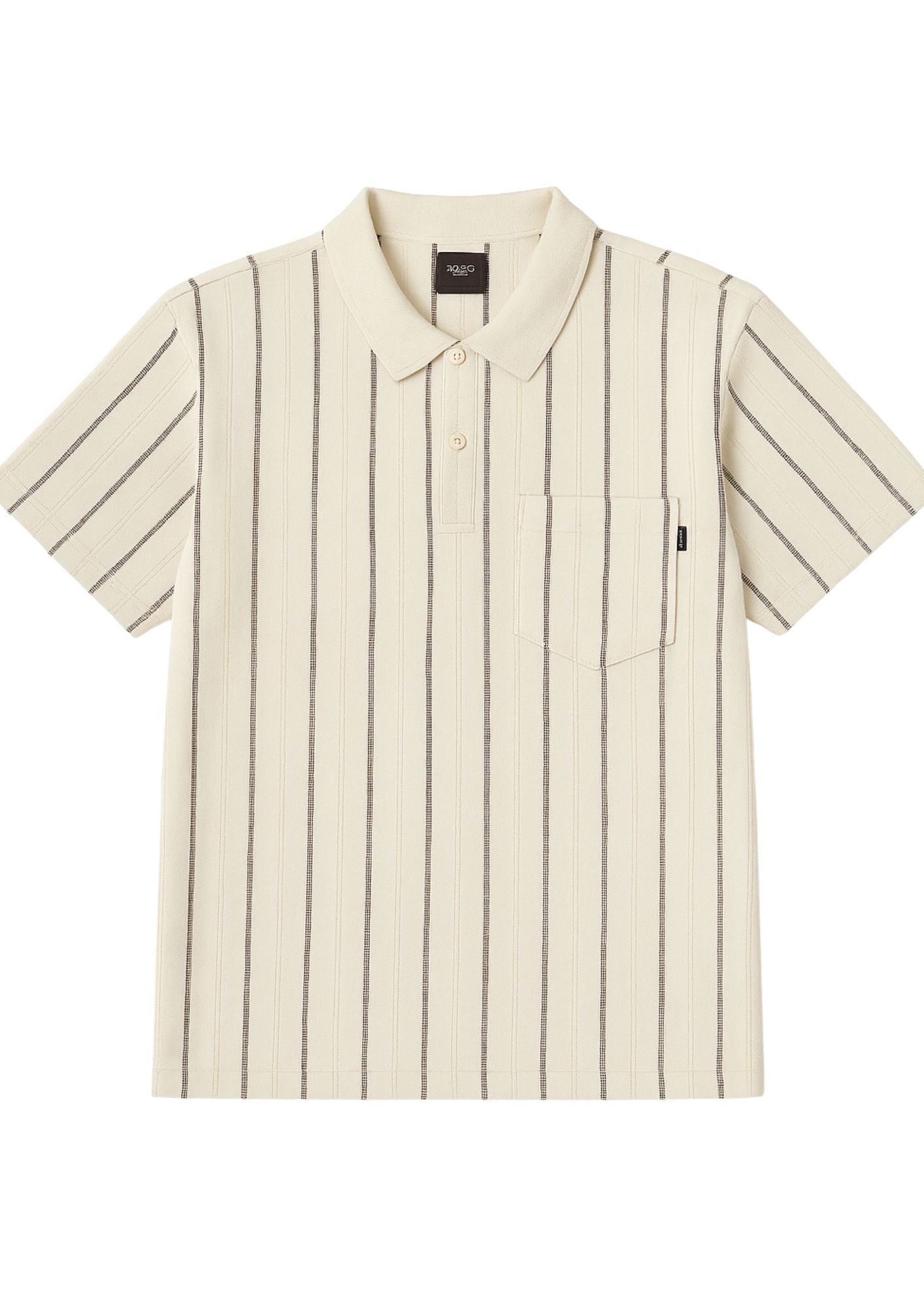 Mint Ivory Vertical Stripe Polo Tee