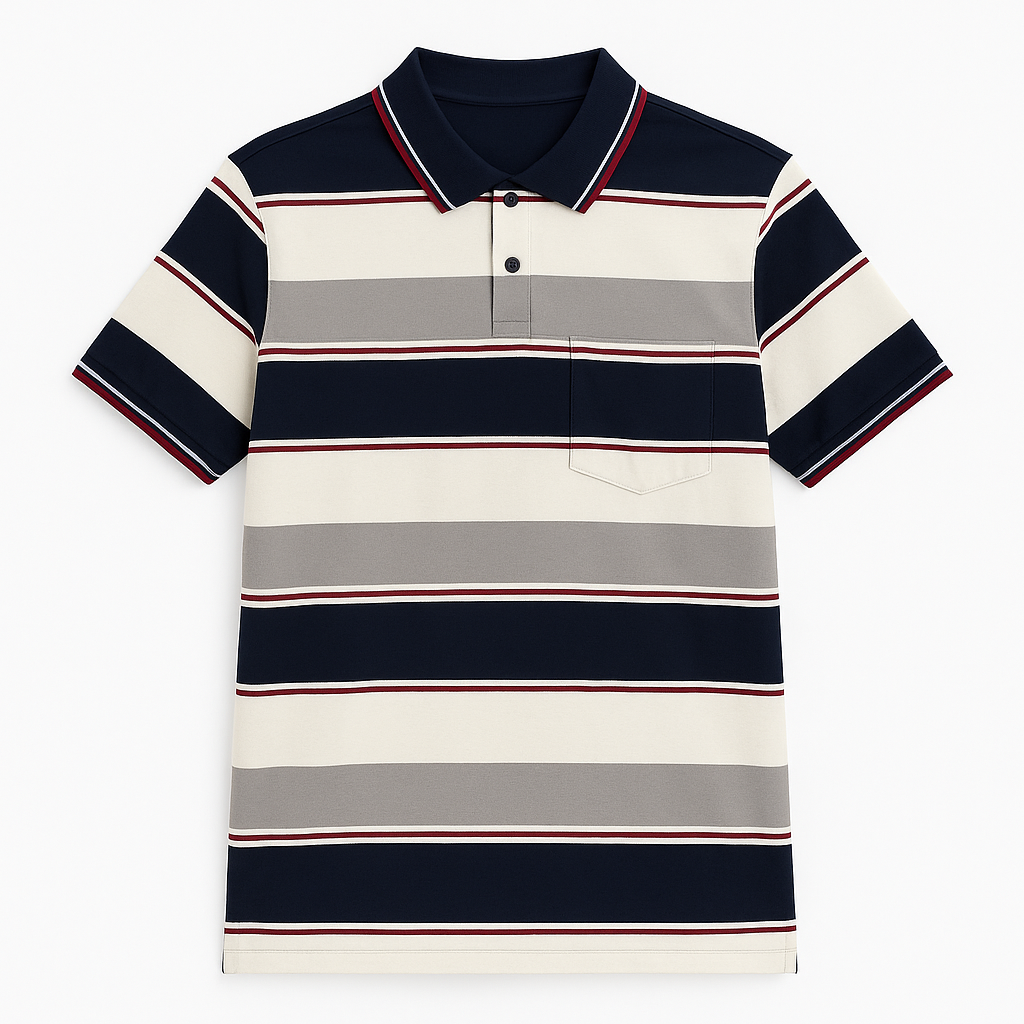 Striped Polo Collar
