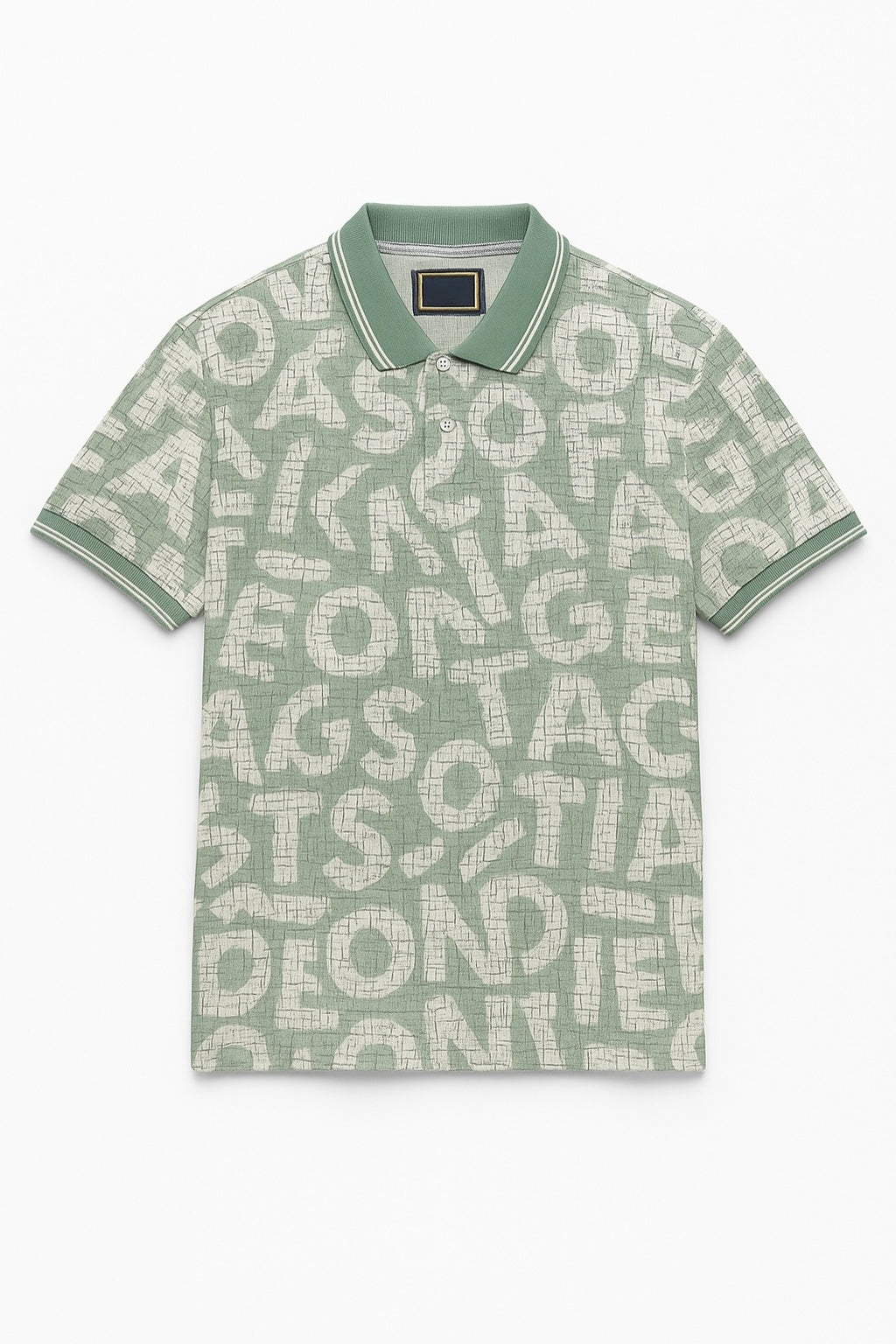 Graphic Print Polo Shirt with Contrast Collar