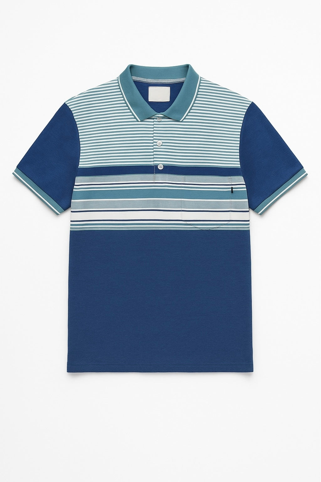 Striped Polo Shirt with Contrast Collar