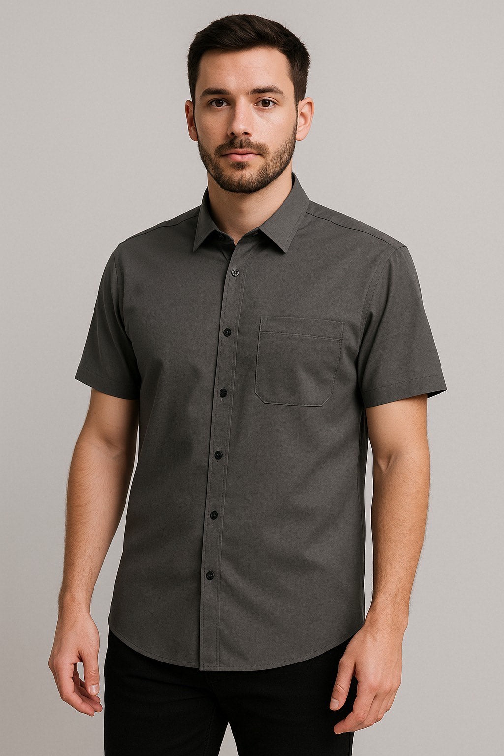 Men’s Classic Black Short Sleeve Formal Shirt