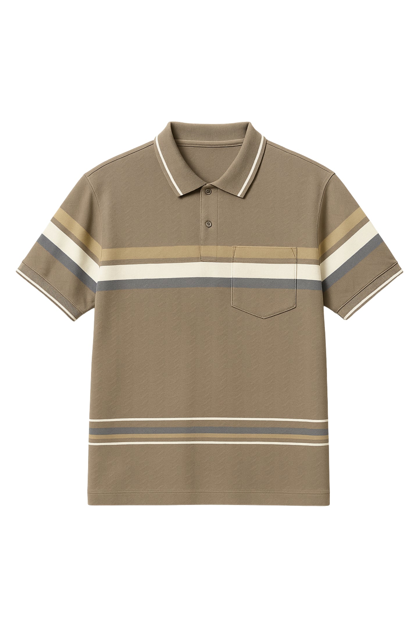 Off-White Polo with Red & Navy Stripes