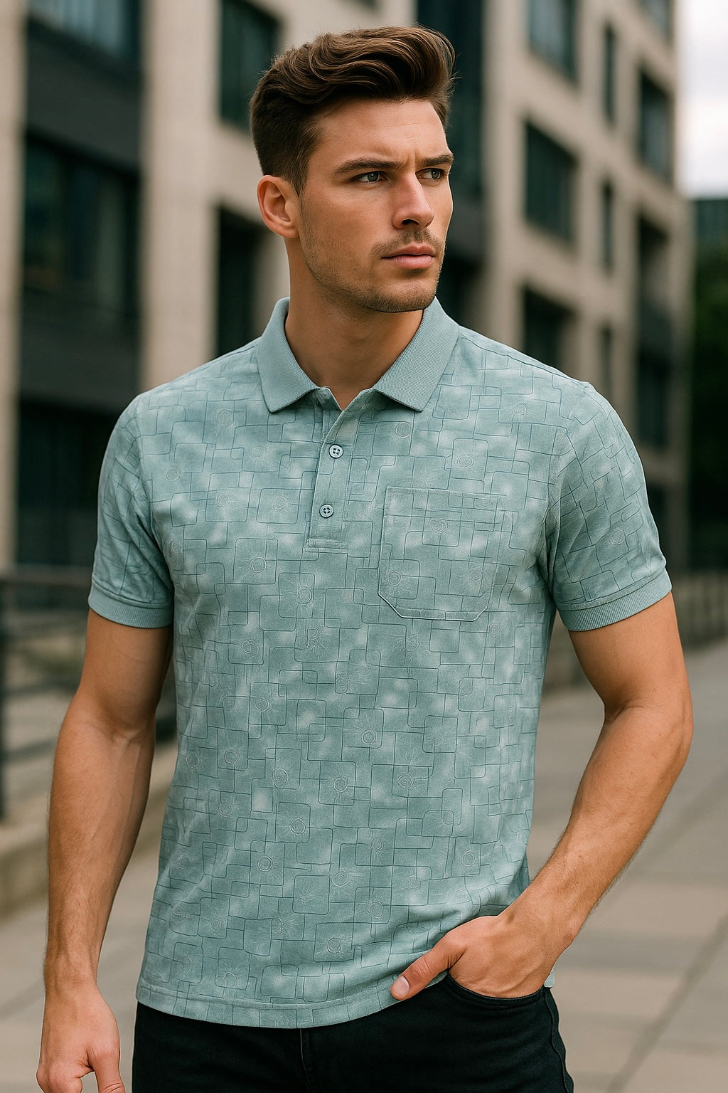 Mercerized Green Polo Tee