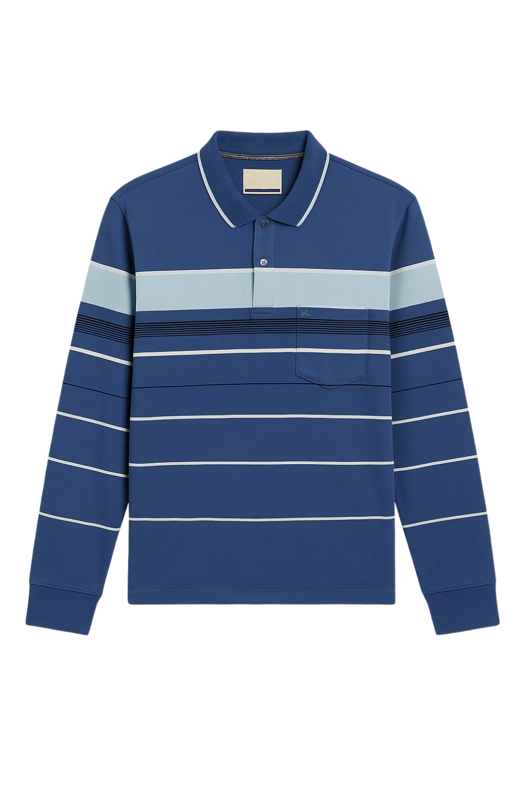 Maroon & Grey Striped Full-Sleeve Polo T-Shirt