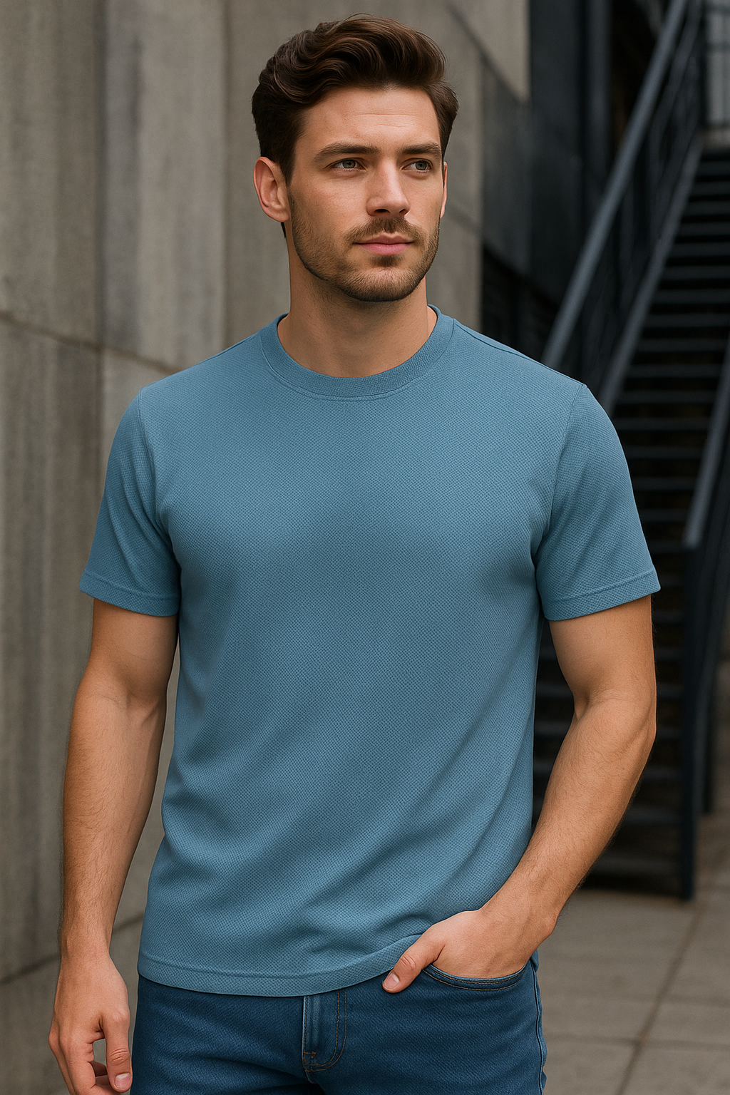 Jacquard Knit Cotton Tee