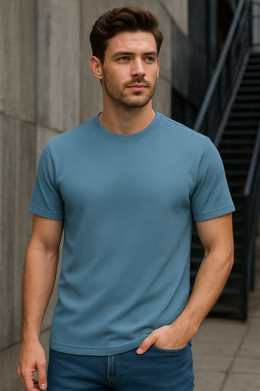 Jacquard Knit Cotton Tee