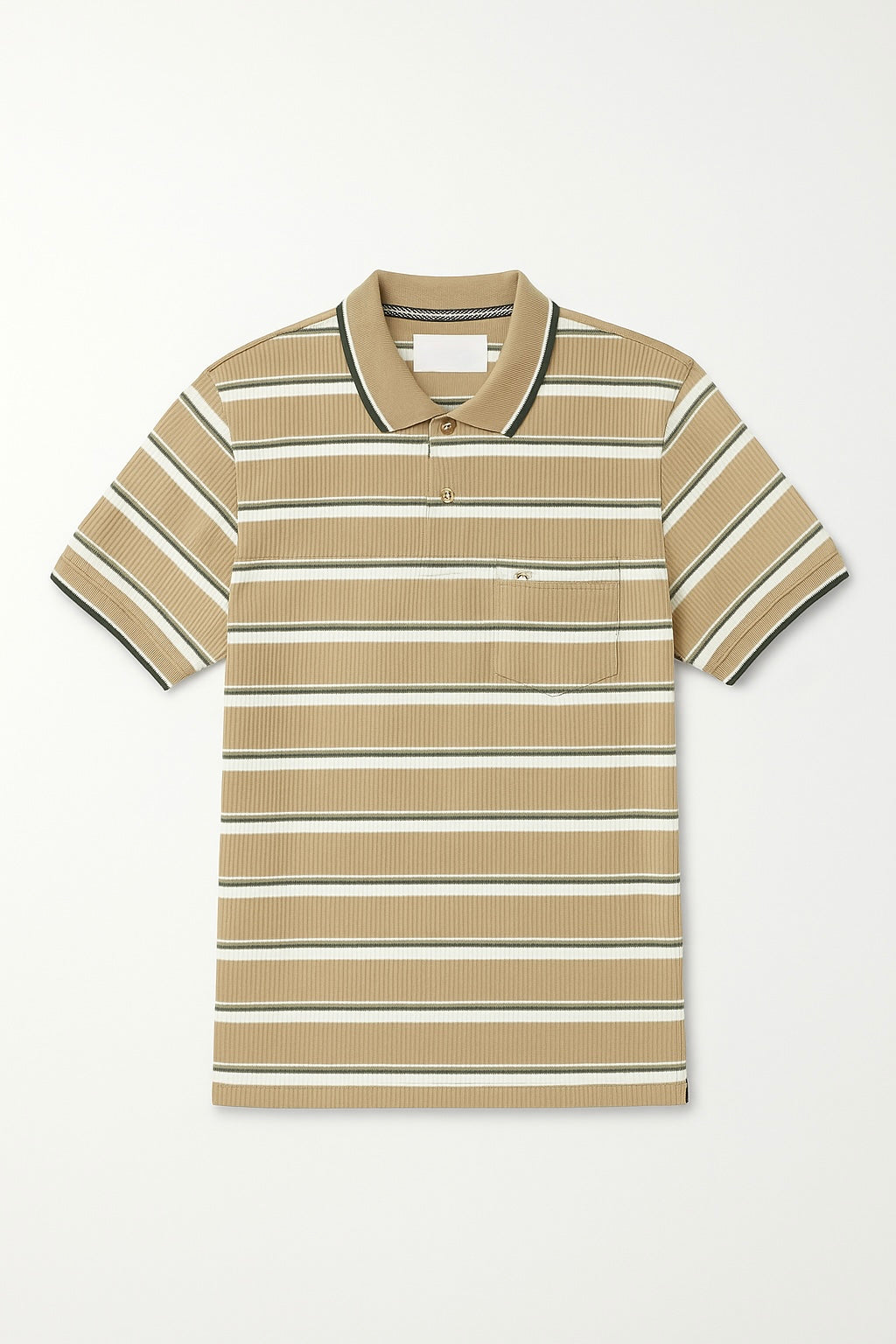 Grey Collar T-Shirt with Brown & White Stripes