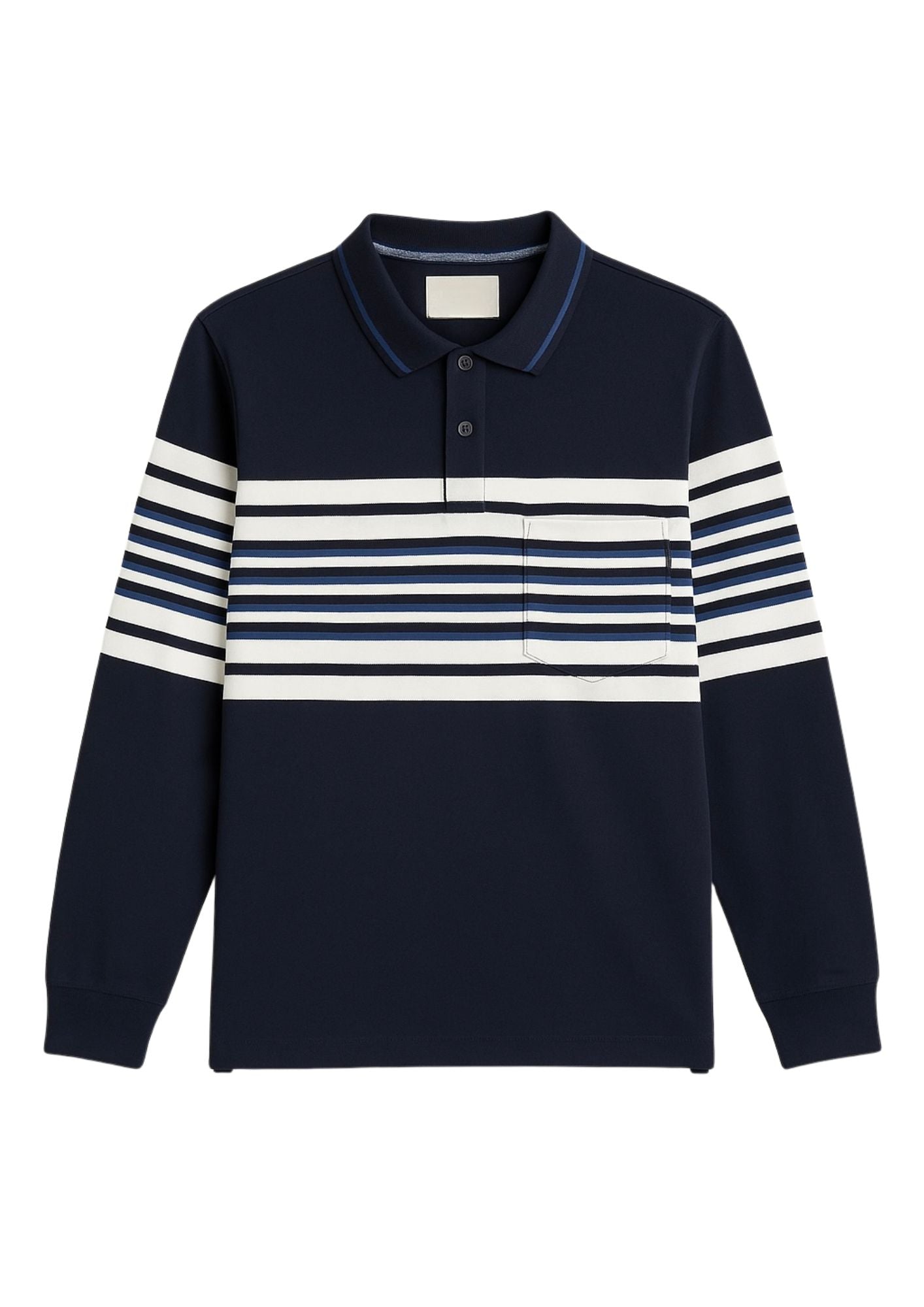 Ash Grey & Maroon Striped Full-Sleeve Polo T-Shirt