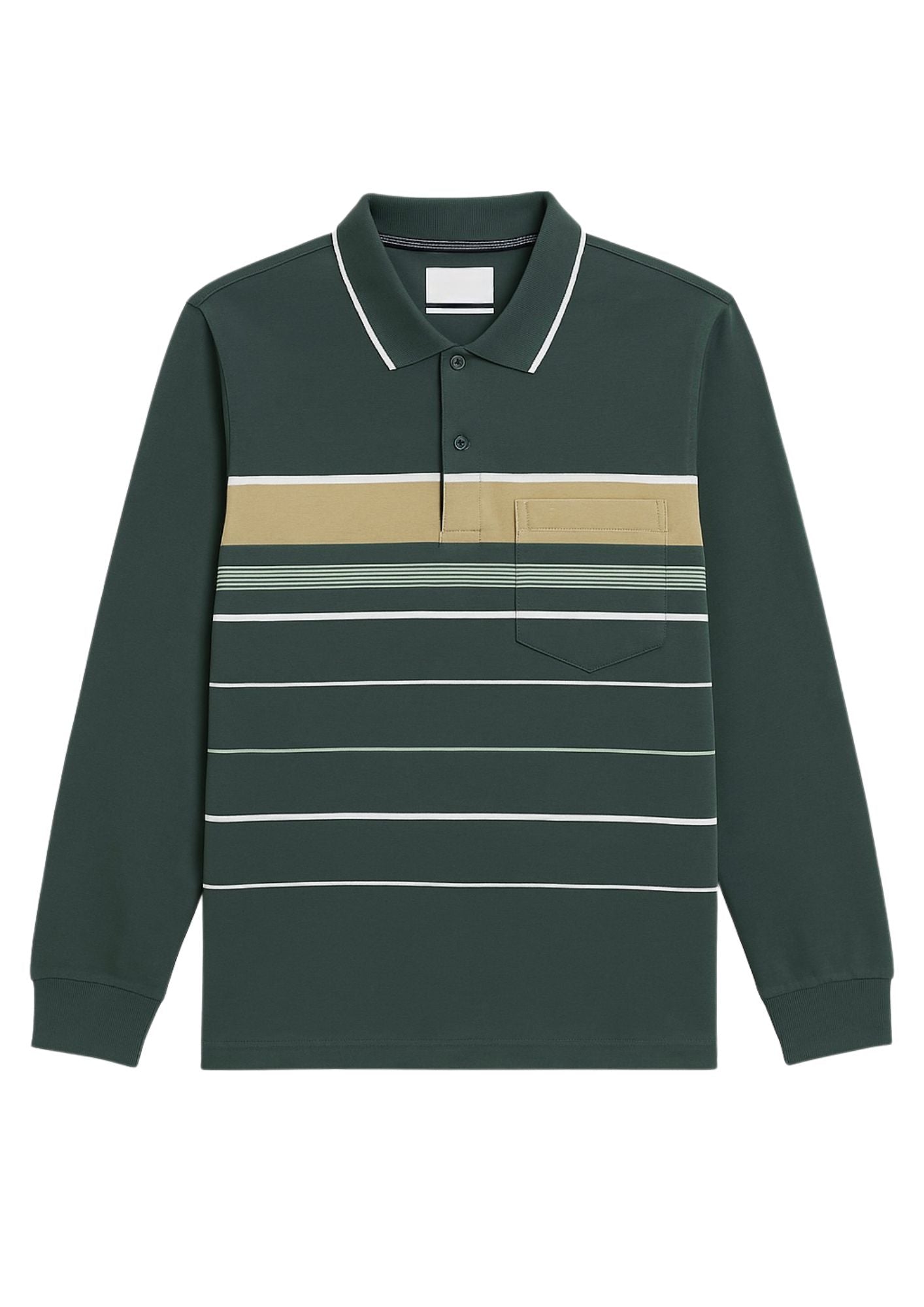 Maroon & Grey Striped Full-Sleeve Polo T-Shirt