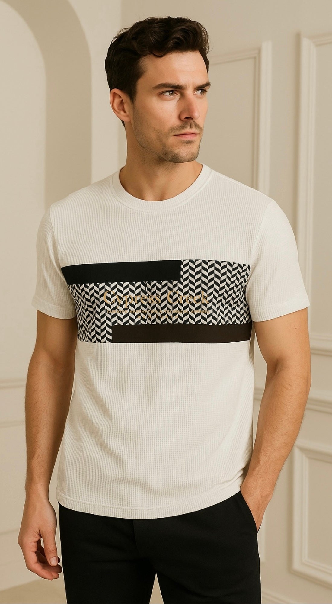 Textured Geometric Panel Tee
