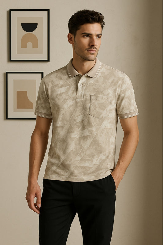 Textured Print Polo Shirt