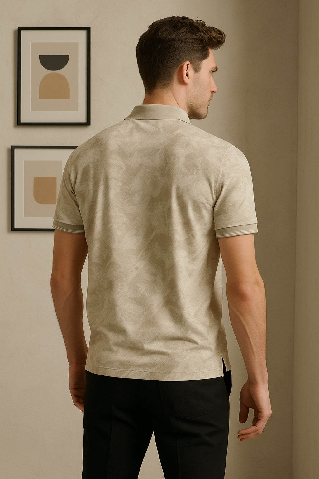 Textured Print Polo Shirt