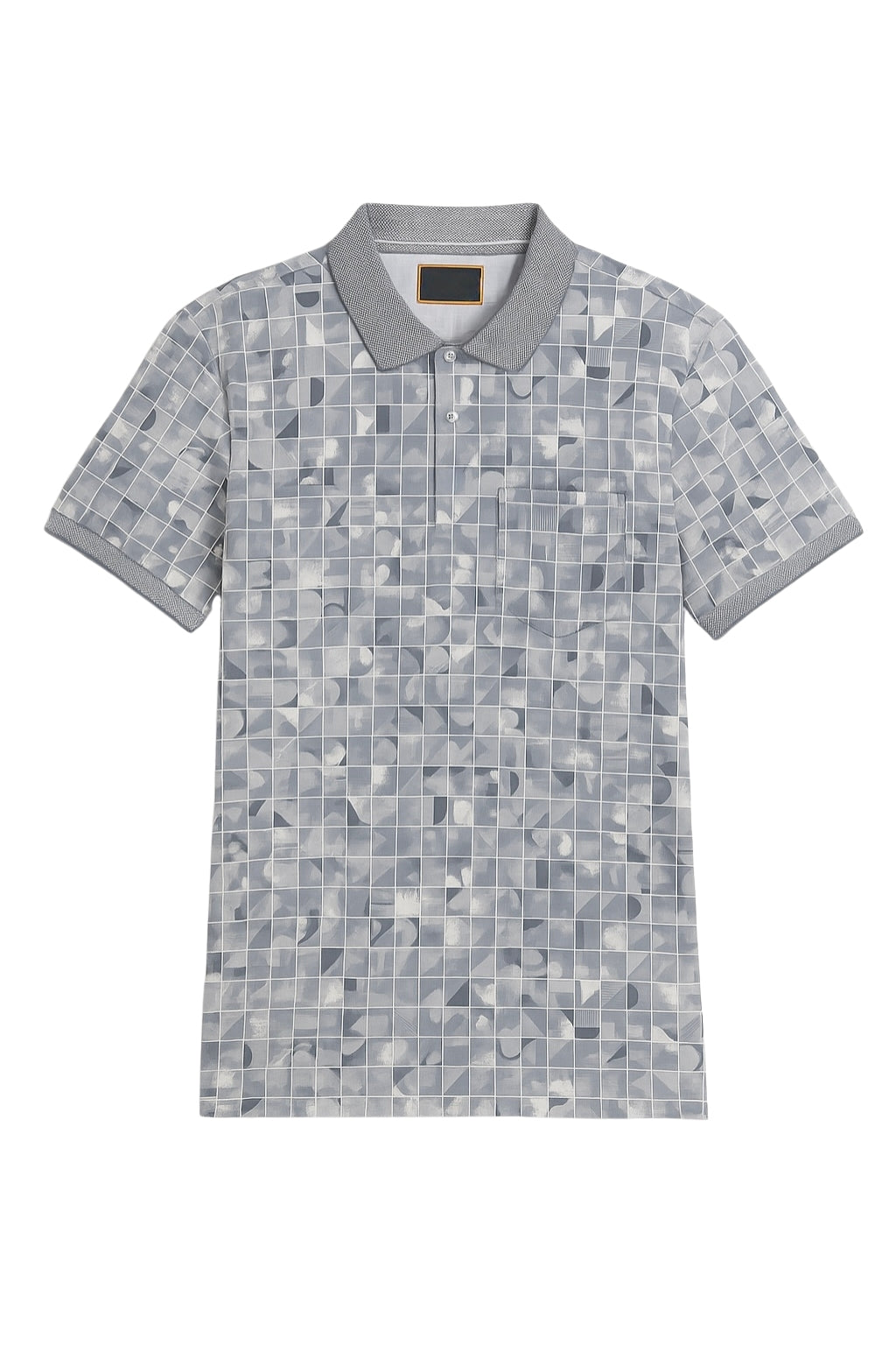 Blue Geometric Print Polo Shirt