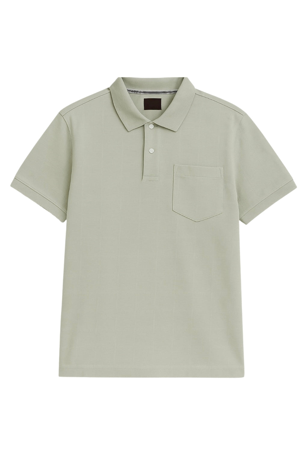 Beige Textured Polo Shirt with Pocket
