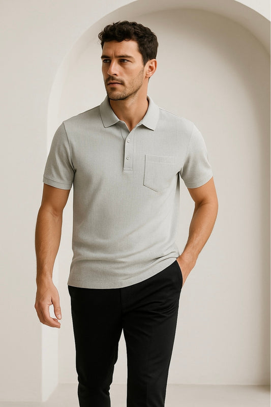 Light Grey Polo T-Shirt with Pocket