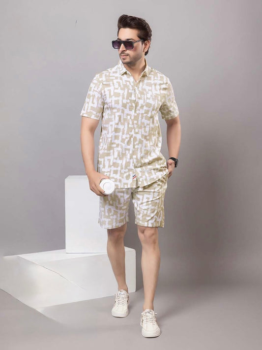 Beige Abstract Print Co-ord Set