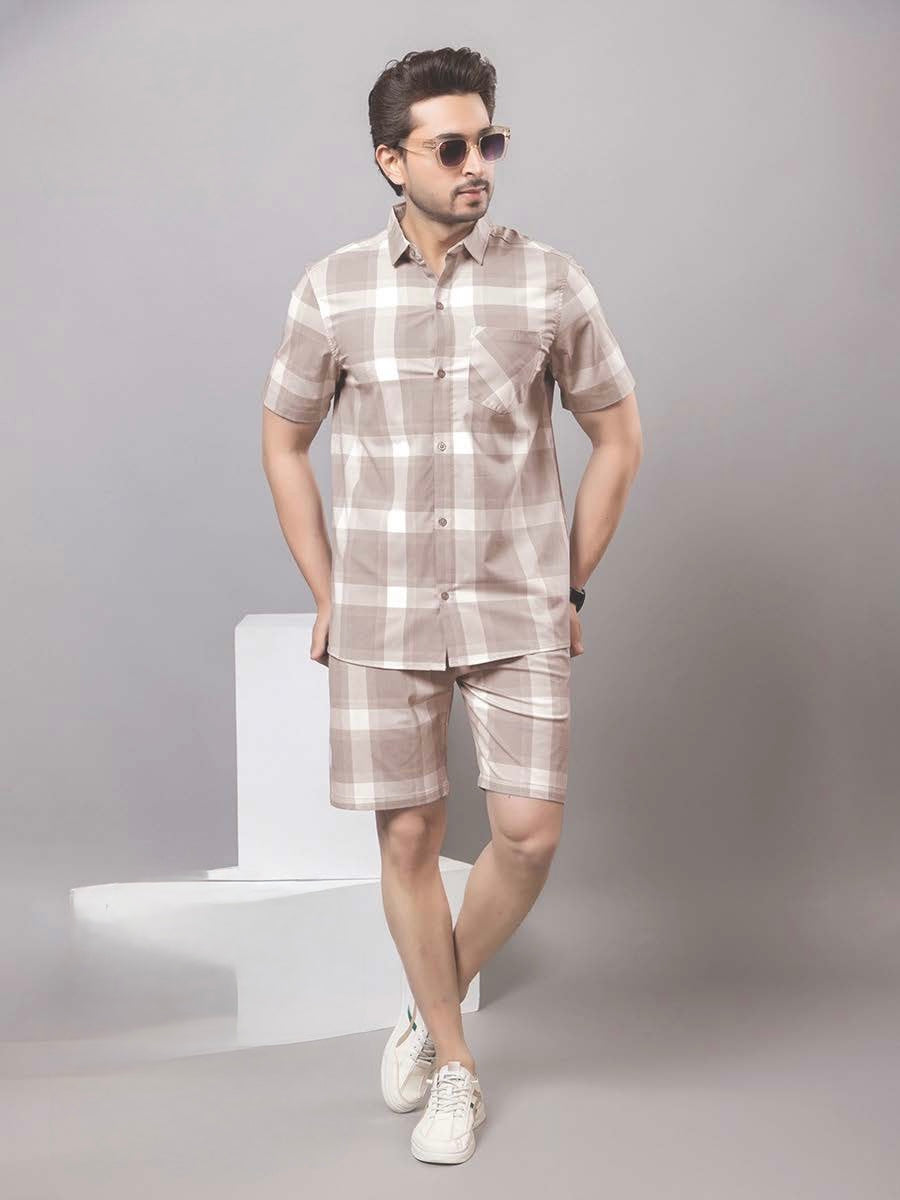 Peach Checked Co-ord Set