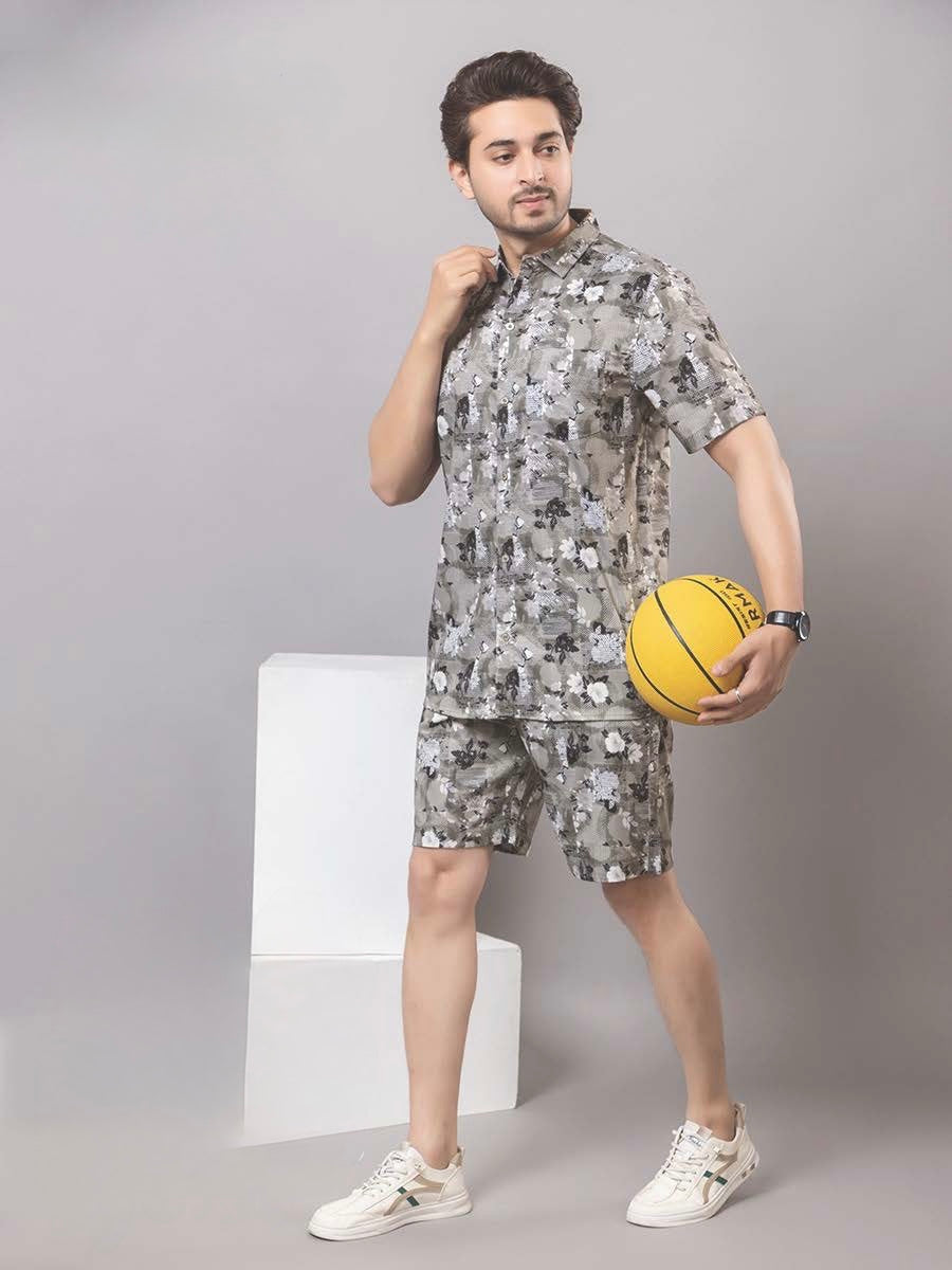 Grey Floral Print Co-ord Set