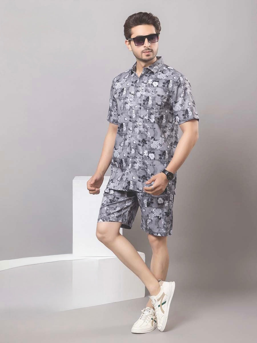 Grey Floral Print Co-ord Set