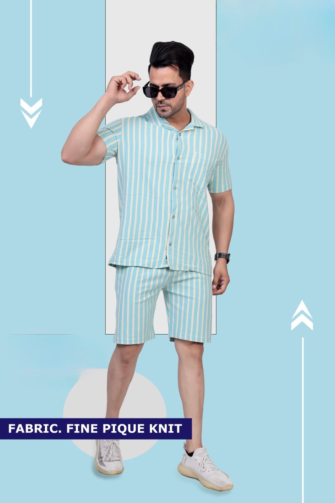 Peach Striped Piqué Knit Co-ord Set