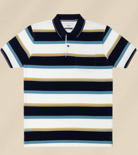 Men’s Striped Polo T-Shirt with Chest Pocket
