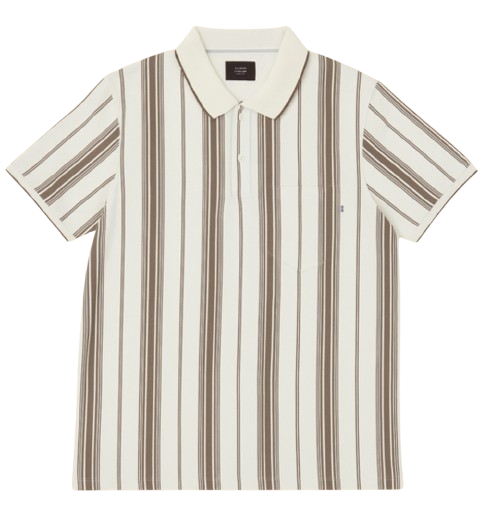 Men’s Green & White Vertical Stripe Polo