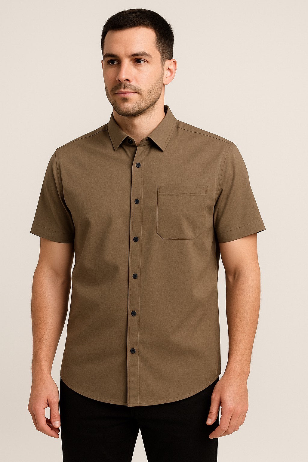 Men’s Classic Black Short Sleeve Formal Shirt