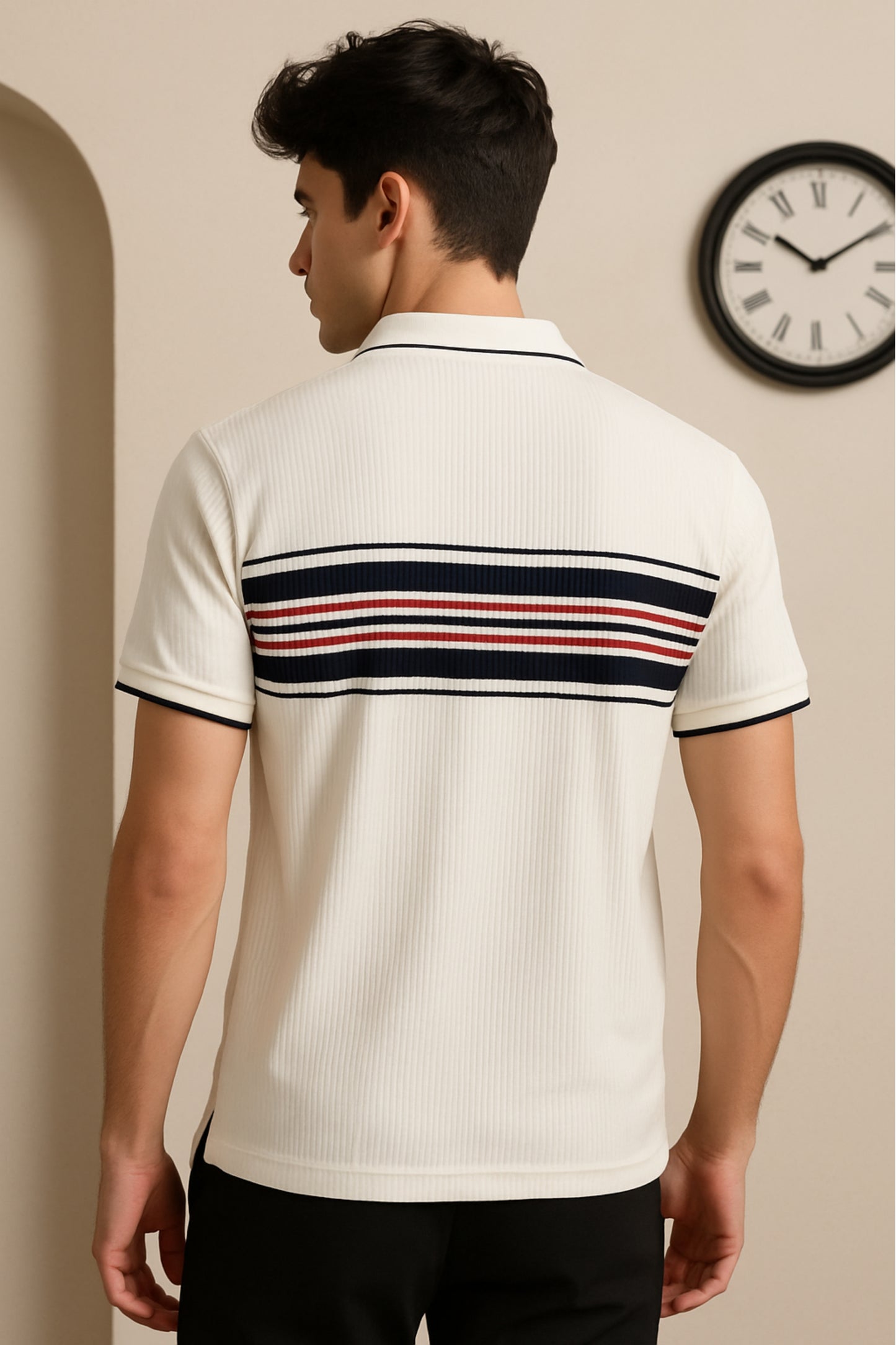 Men Polo with Navy & Maroon Stripes
