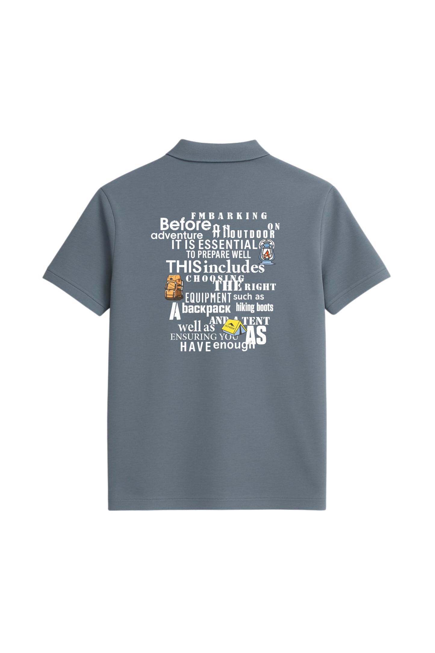 Beige Outdoor Graphic Polo Collar T-Shirt