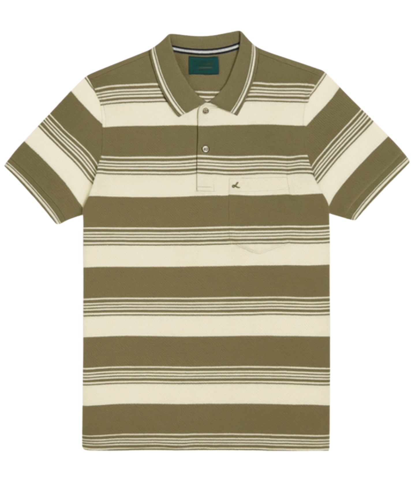 Men’s Navy & Beige Horizontal Stripe Polo T-Shirt