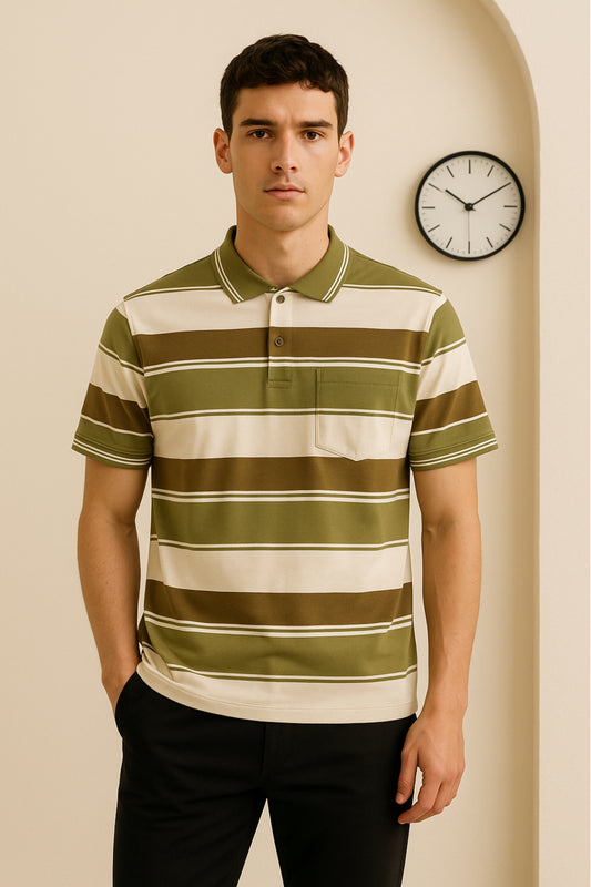 Striped Polo Collar