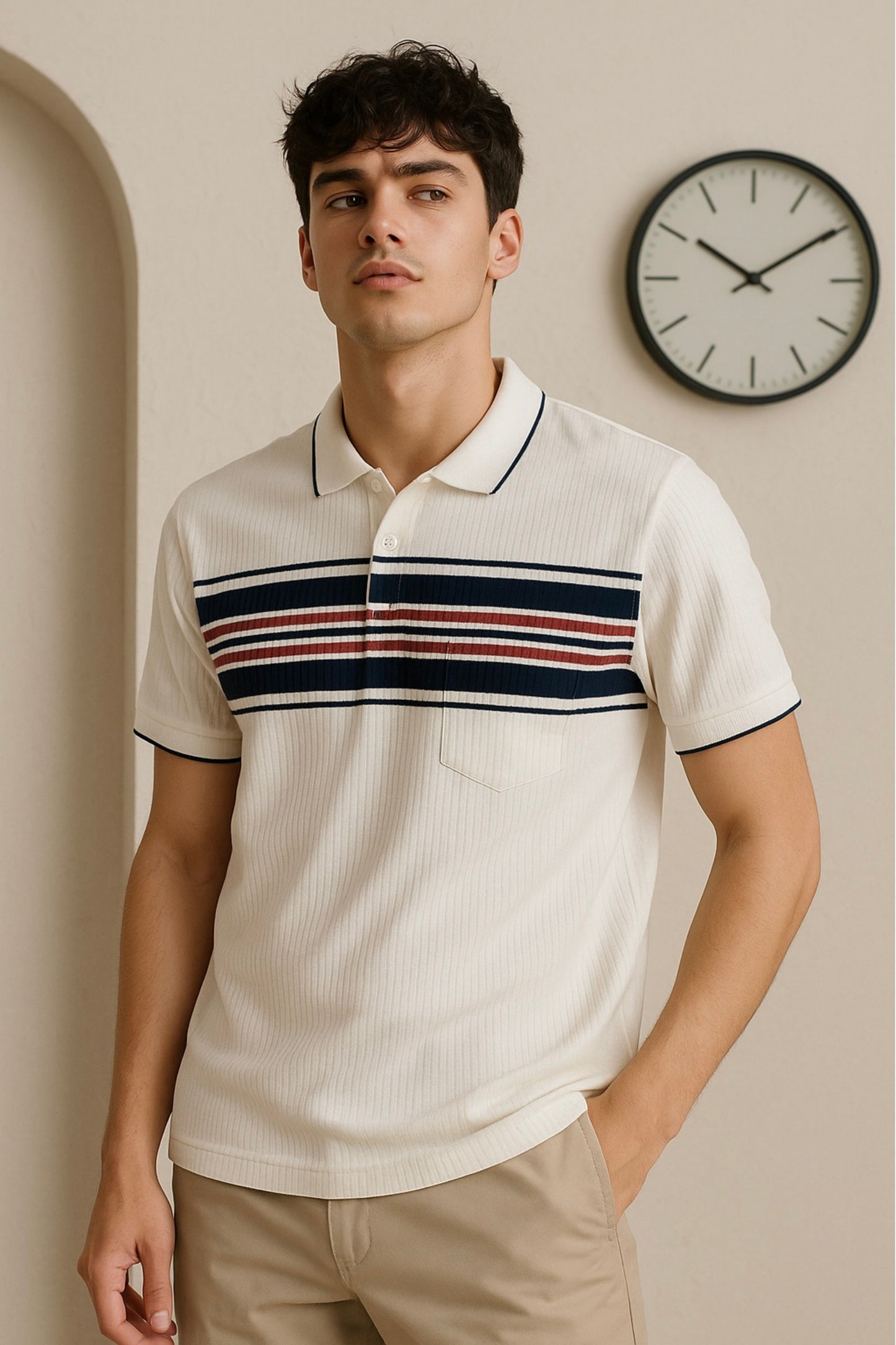 Men Polo with Navy & Maroon Stripes