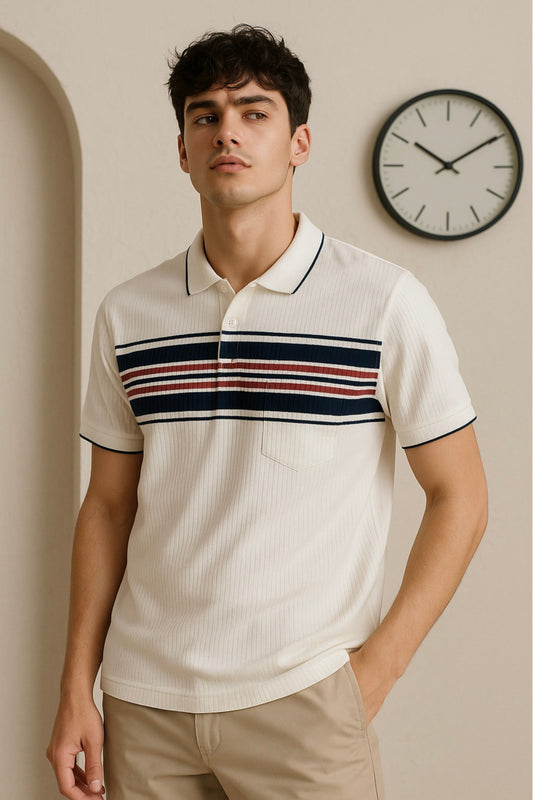 Men Polo with Navy & Maroon Stripes