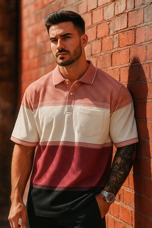 Men’s Multi-Color Block Polo T-Shirt