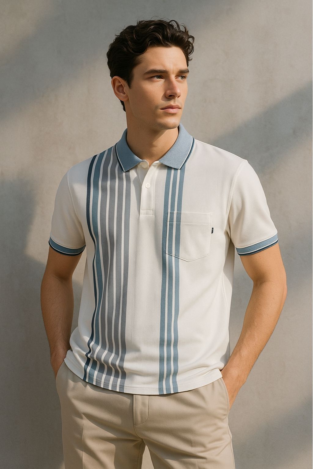 Cotton Stripe Knit Polo