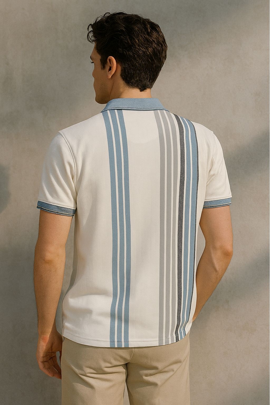 Cotton Stripe Knit Polo